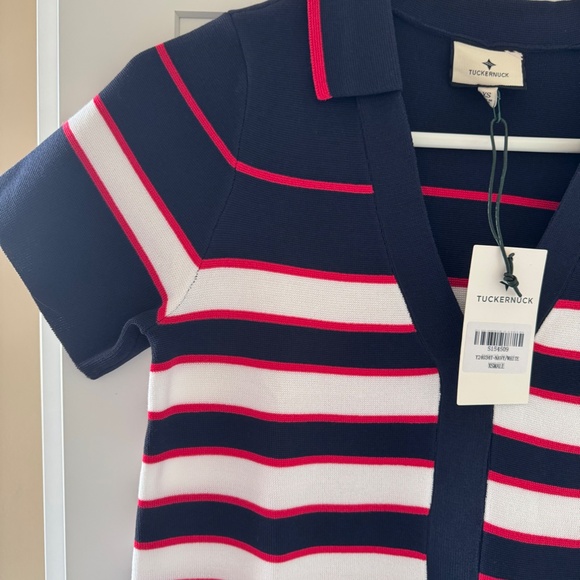 NWT TUCKERNUCK WRIGHT POLO DRESS/ NAVY/ WHITE/ RED/ XS - Picture 3 of 5